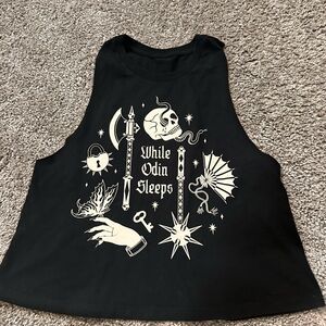 Black Graphic crop tank